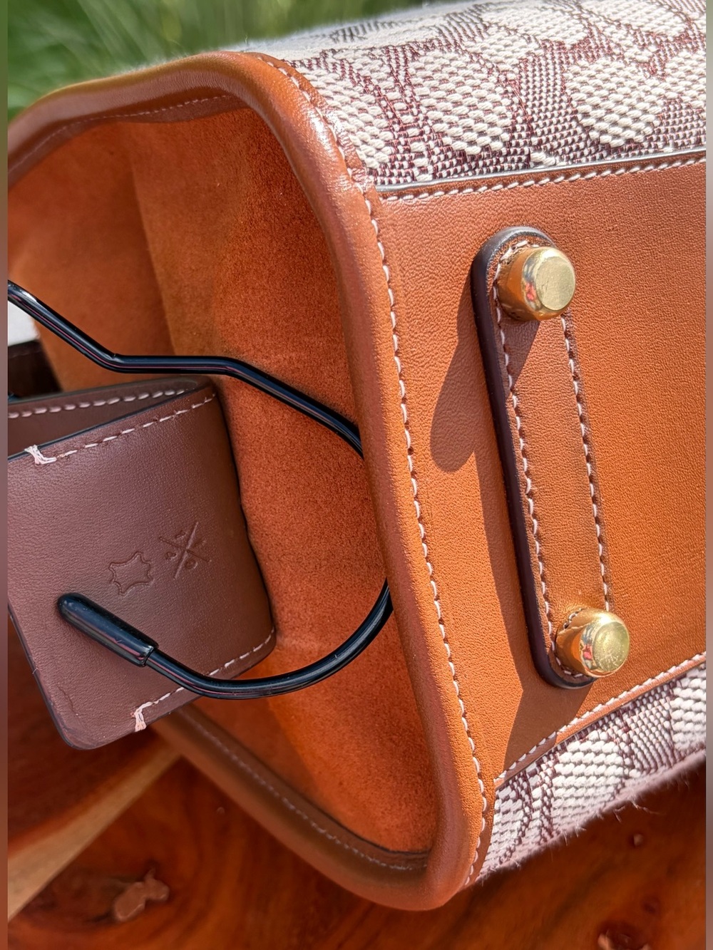 Coach Rogue 25 Signature Textile Jacquard Coco Amber Leather C6444 NWT - Picture 10 of 17